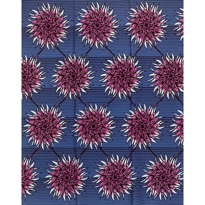 African Print Fabric/ Ankara - Gray, Magenta, Brown ‘Anyanwu Bloom' Design, 1 YARD