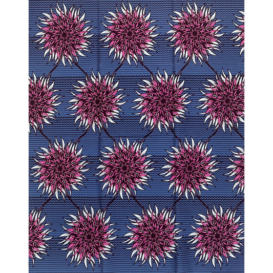 African Print Fabric/ Ankara - Gray, Magenta, Brown ‘Anyanwu Bloom' Design, 1 YARD