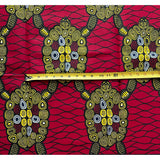 African Print Fabric/Ankara - Red, Yellow, Black "Samsara Turtle" Design