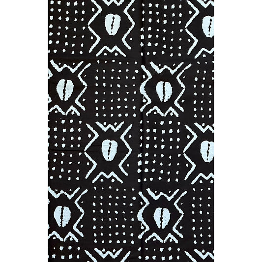 African Print Fabric/ Ankara - Black, White 'The Path Never Ends For the Wise' Design, YARD or WHOLESALE