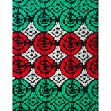 African Print Fabric/ Ankara - Red, Green, Black 'Riziki, Riziki' Design, YARD or WHOLESALE