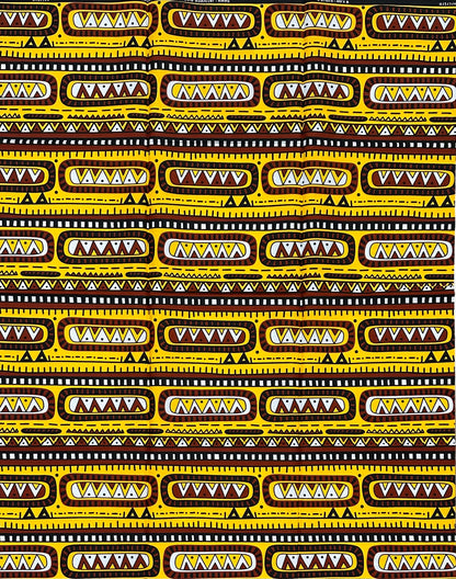 African Print Fabric/ Ankara - Yellow, Brown, Black "Born to Be Seen", 1 YARD