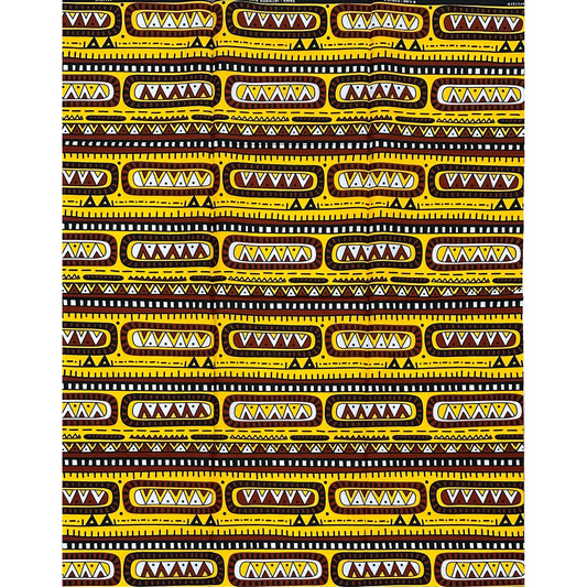 African Print Fabric/ Ankara - Yellow, Brown, Black "Born to Be Seen", 1 YARD