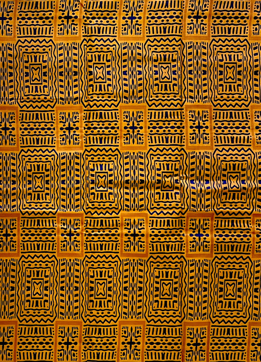African Print Fabric/ Ankara - Brown, Black 'The Baobab Ledger' Design, YARD or WHOLESALE