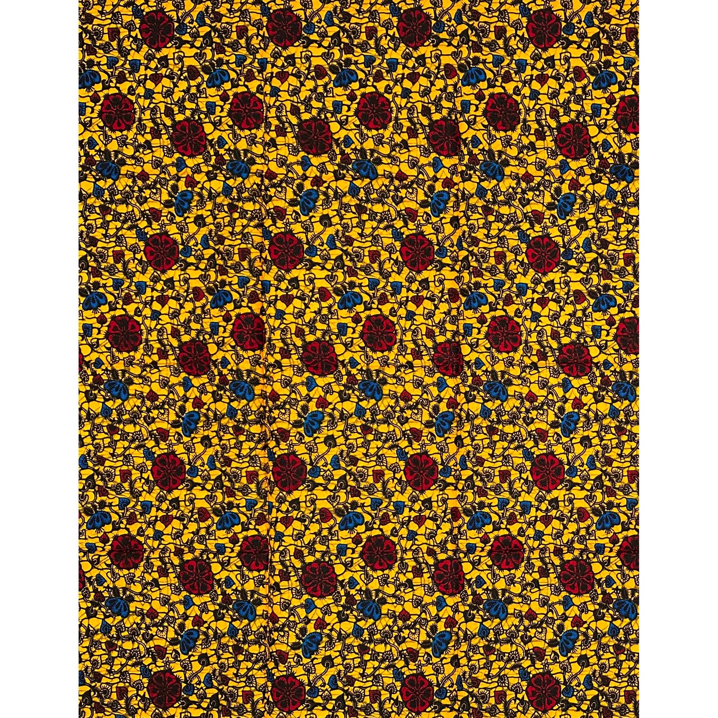 African Print Fabric/Ankara - Marigold, Red, Blue, Black 'Spice Market', 1 YARD