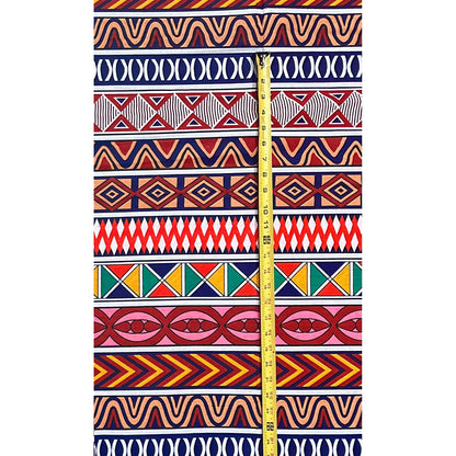 African Print Fabric/Ankara - Red, Pink, Brown, Blue "Heatwave Proverbs" Design, YARD or WHOLESALE