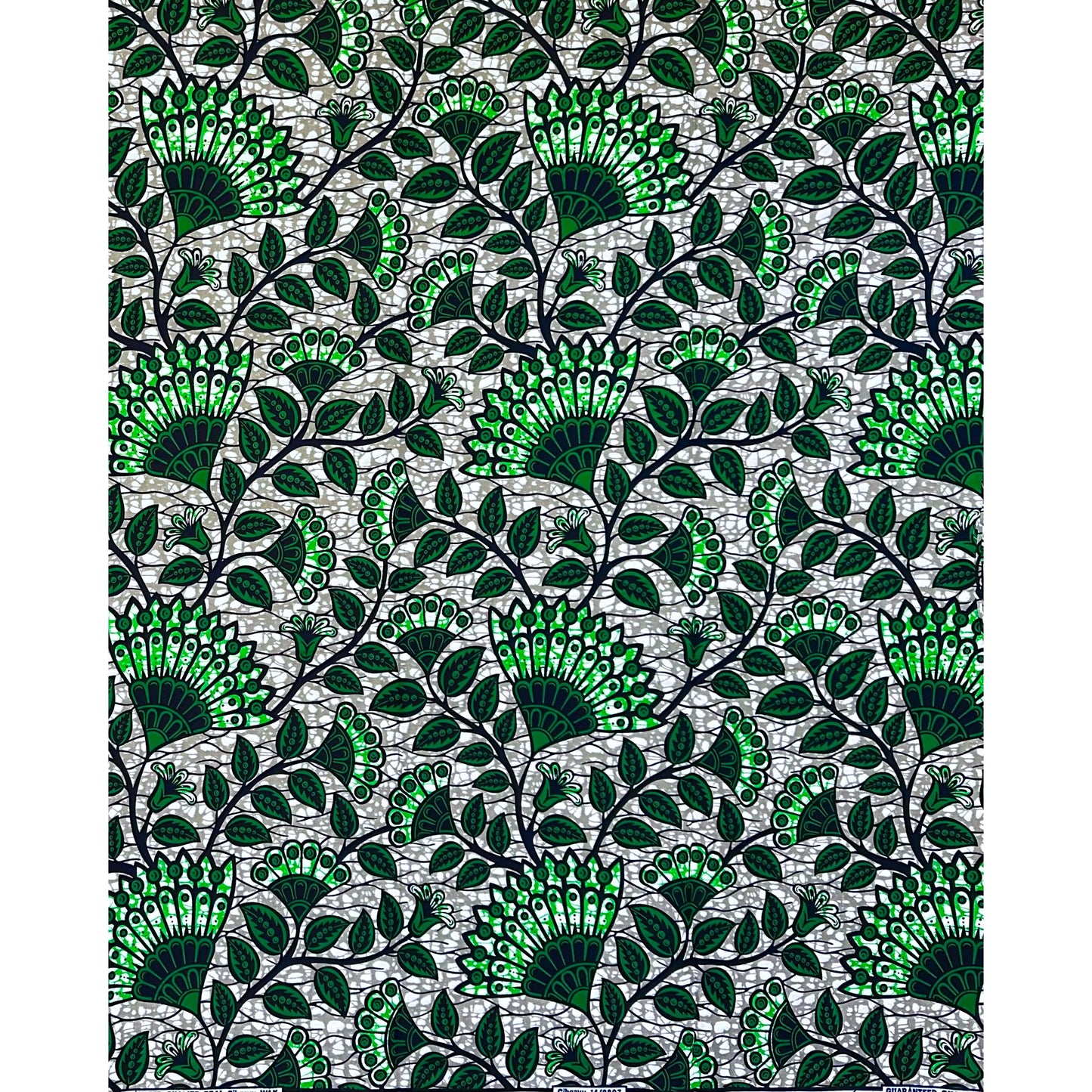 African Print Fabric/ Ankara - Green, Gray 'Everything Connects Eventually' Design, YARD or WHOLESALE