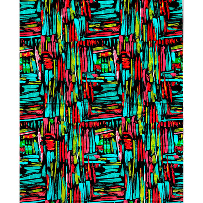 African Print Fabric/ Ankara - Teal, Turquoise, Pink, Red, Green 'Strokes of Genius' Design, YARD or WHOLESALE