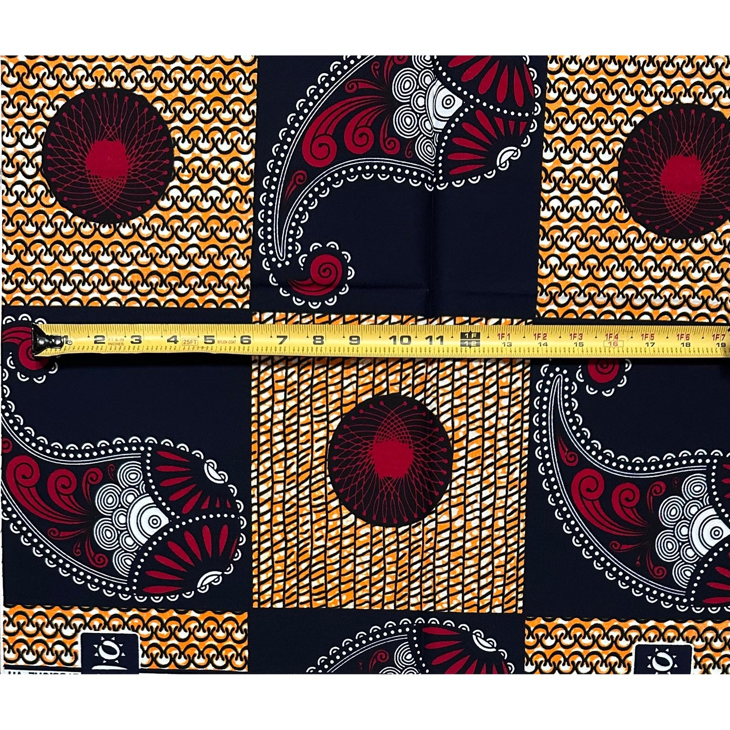 African Print Fabric/ Ankara - Orange, Red, Blue 'Mama’s Trunk' YARD