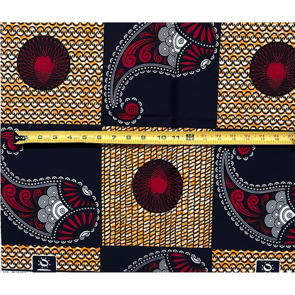 African Print Fabric/ Ankara - Orange, Red, Blue 'Mama’s Trunk' YARD