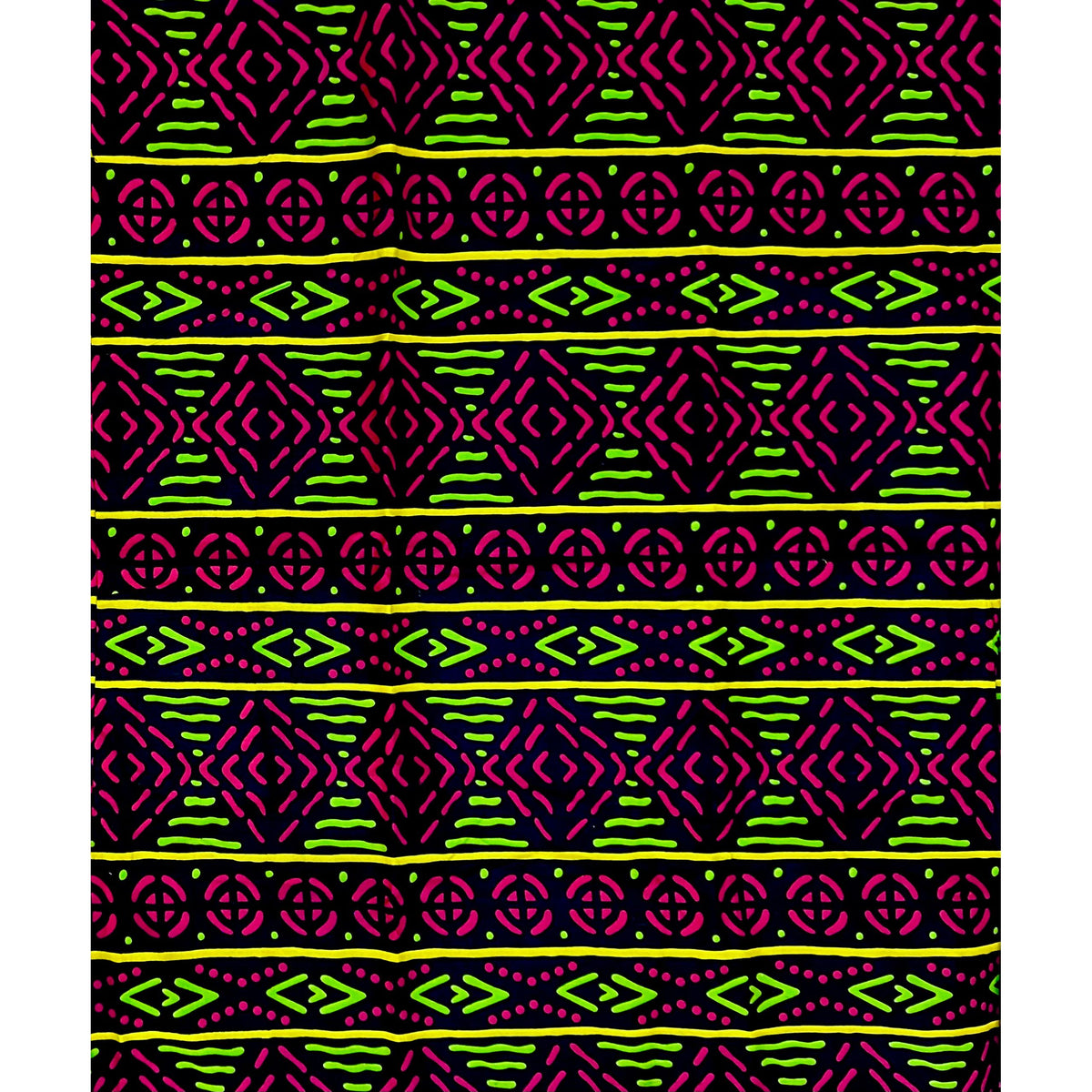 African Print Fabric/ Ankara - Pink, Green, Yellow, Black 'Ihenacho' Design, YARD or WHOLESALE