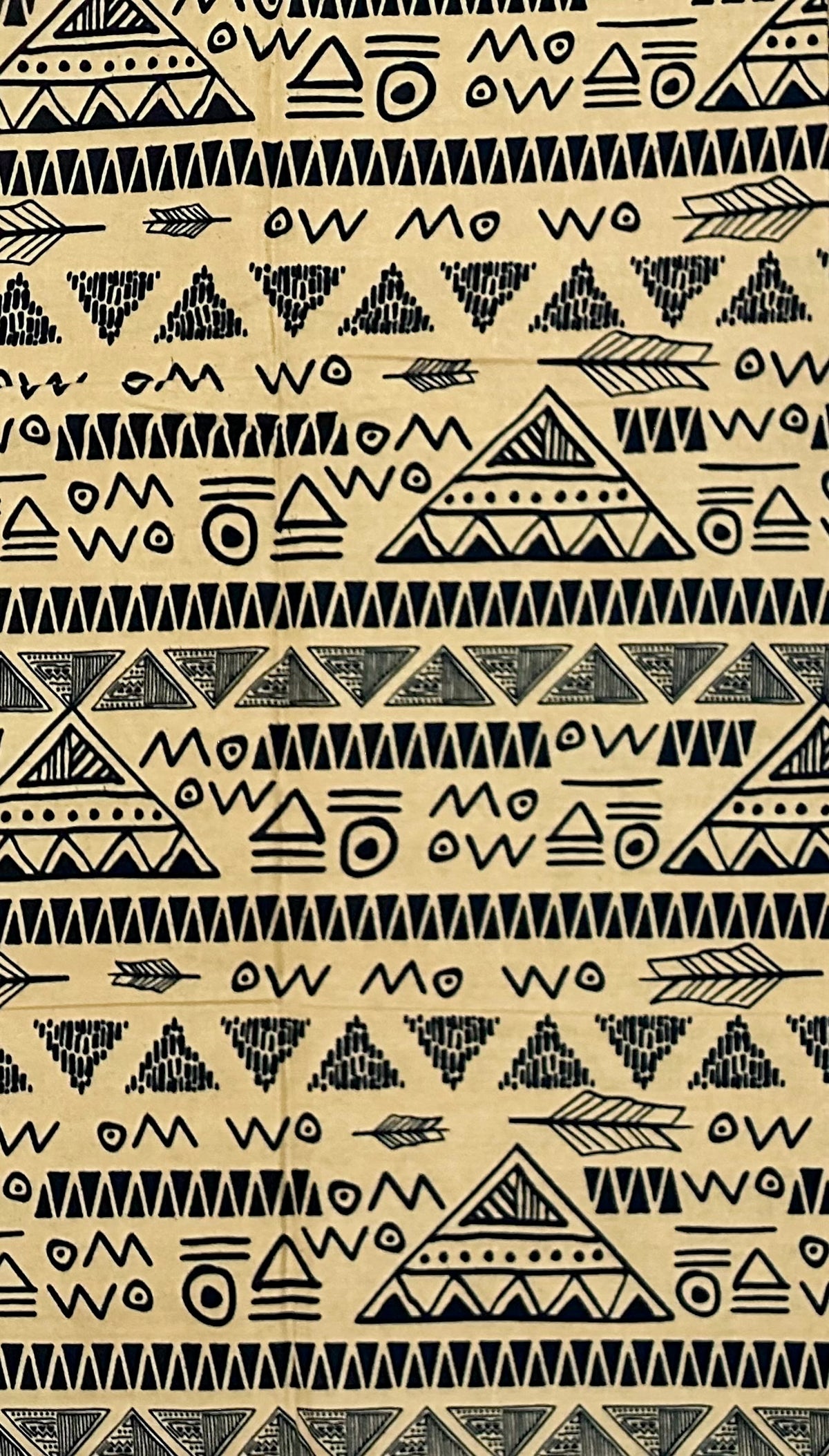 African Print Fabric/ Ankara - Beige, Black "Ankh & Ink", YARD or WHOLESALE