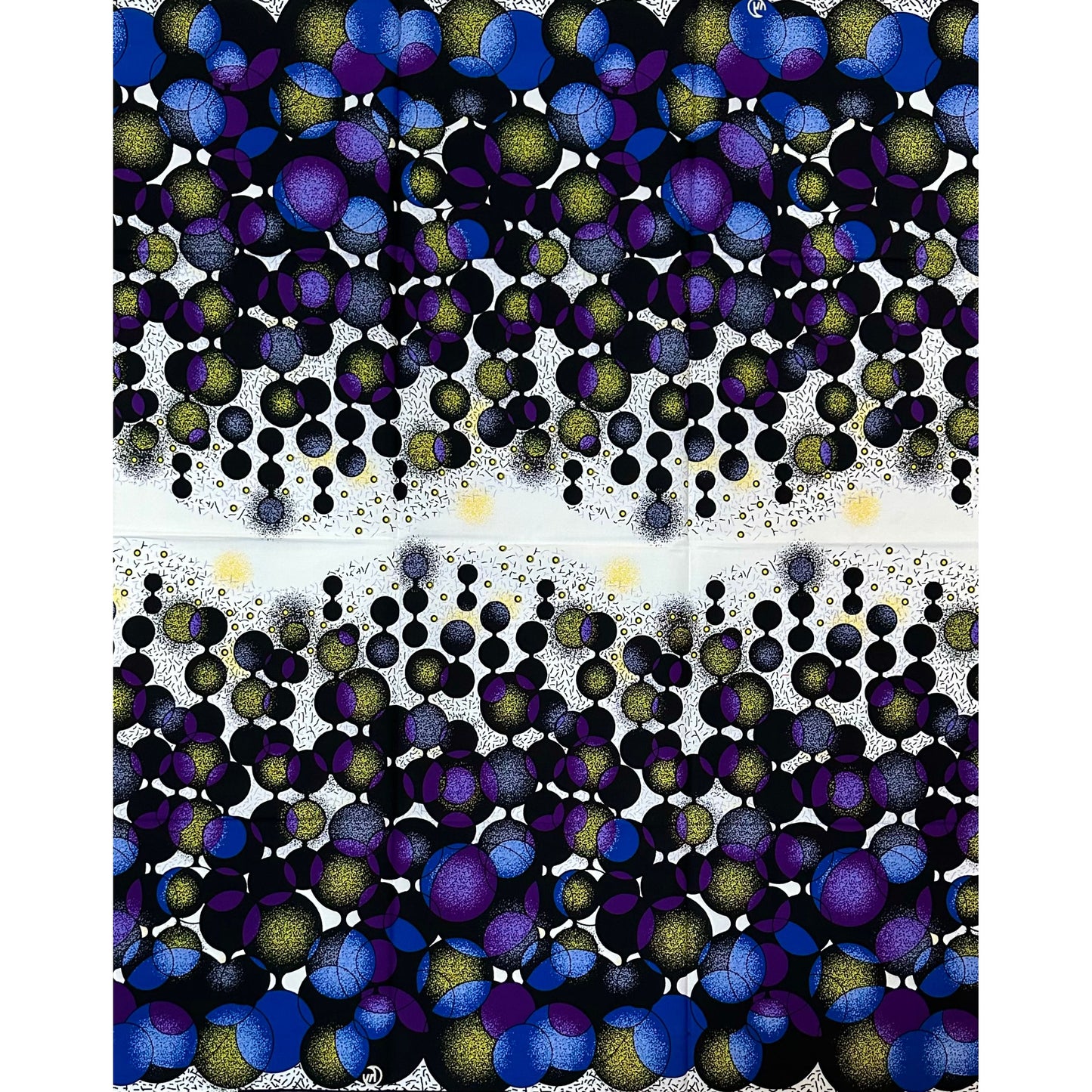 African Print Fabric/Ankara - Purple, Blue, Yellow, Black "Emem Lights" Design