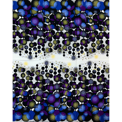 African Print Fabric/Ankara - Purple, Blue, Yellow, Black "Emem Lights" Design