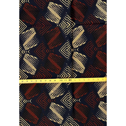 African Print Fabric/ Ankara - Brown, Beige, Navy ‘Decisions' Design, 1 YARD
