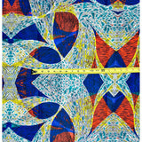 African Print Fabric/ Ankara - Blue, Orange, Yellow, Teal "Asanka", Yard or Wholesale