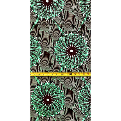 African Fabric/ Ankara - Green, Brown "Soft Roots Break Hard Ground", 1 YARD