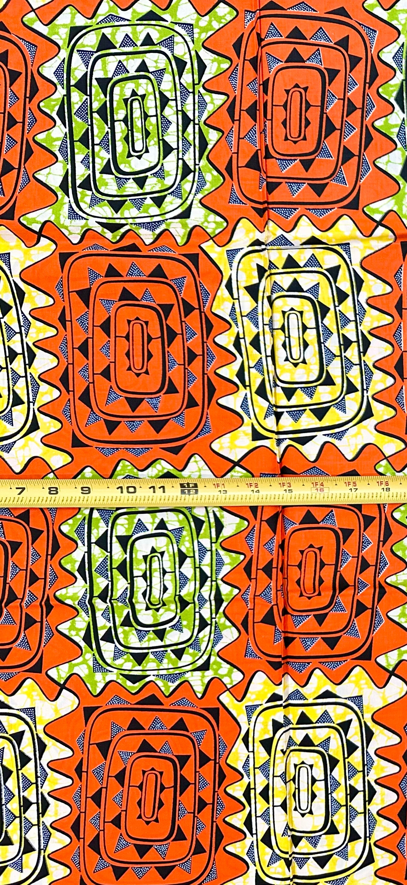 African Print Fabric/ Ankara - Orange, Yellow, Green 'Gold of Timbuktu', YARD or WHOLESALE