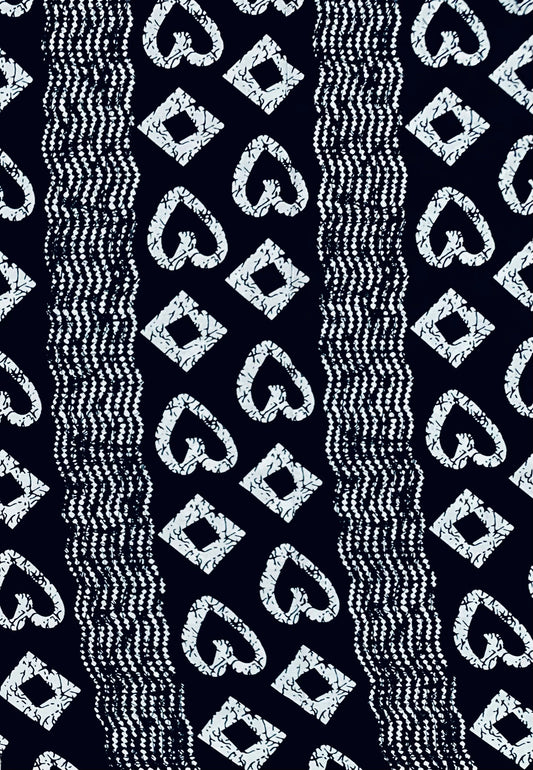 African Print Fabric/ Ankara - Black, White 'Sew In Love' Design, YARD or WHOLESALE
