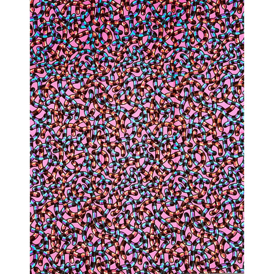 African Print Fabric/ Ankara - Pink, Blue, Orange ‘Esty' Design, YARD