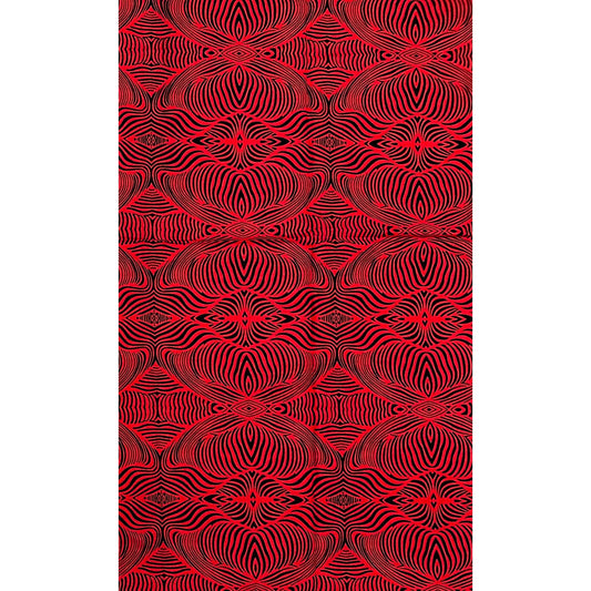 African Print Fabric/ Ankara - Red, Black 'Wave Am Well ' Design, YARD or WHOLESALE