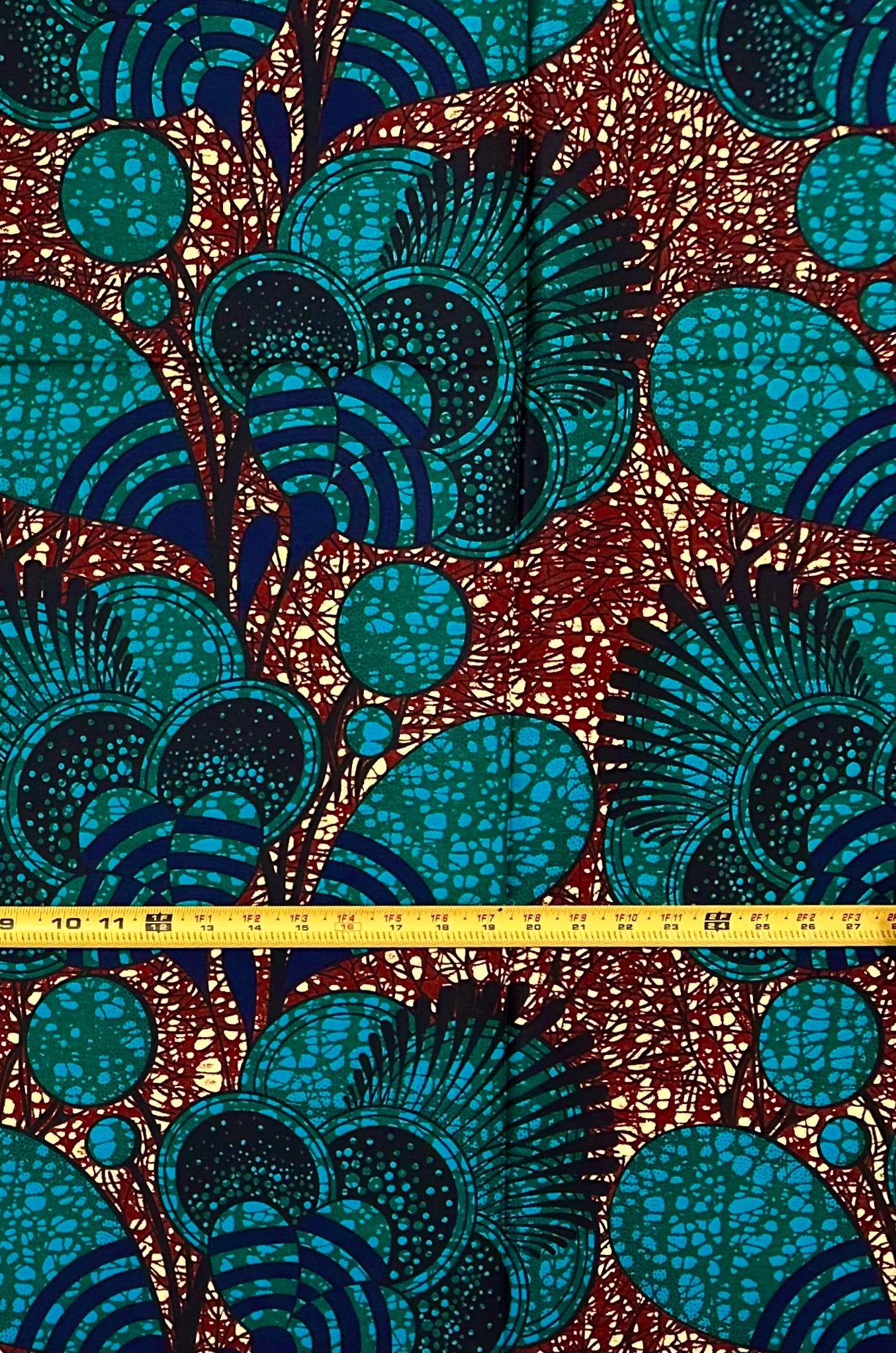 African Print Fabric/ Ankara - Blue, Green, Brown 'After Harmattan', 1 Yard