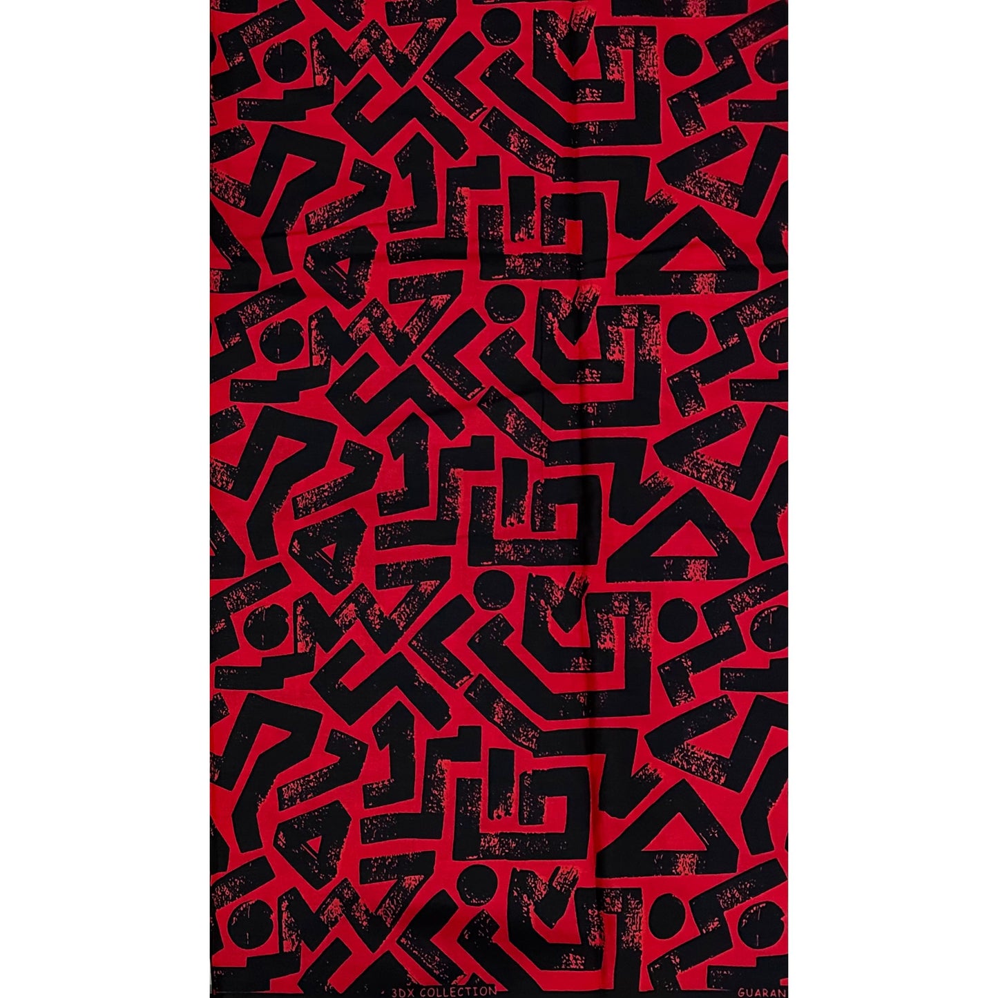 African Print Fabric/ Ankara - Red, Black 'Ase Lines’, YARD or WHOLESALE