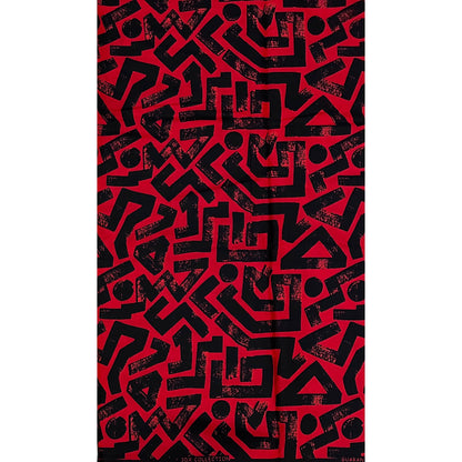 African Print Fabric/ Ankara - Red, Black 'Ase Lines’, YARD or WHOLESALE