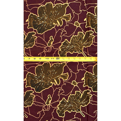 African Print Fabric/ Ankara - Brown, Beige 'Floraison Royale' Design, YARD or WHOLESALE
