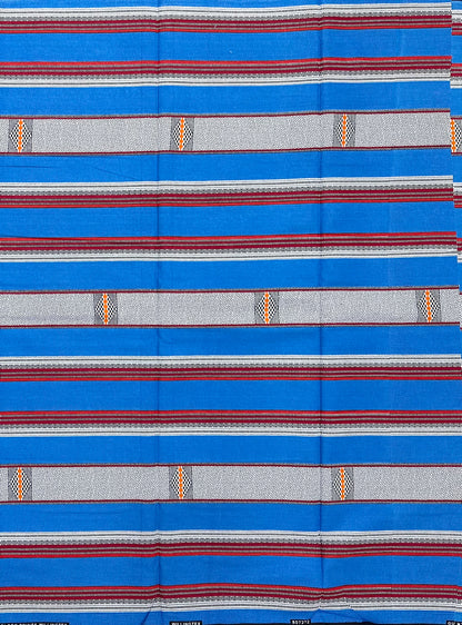 African Print Fabric/ Ankara - Blue, Black, Orange, Red 'Soft Static' Design, YARD or WHOLESALE