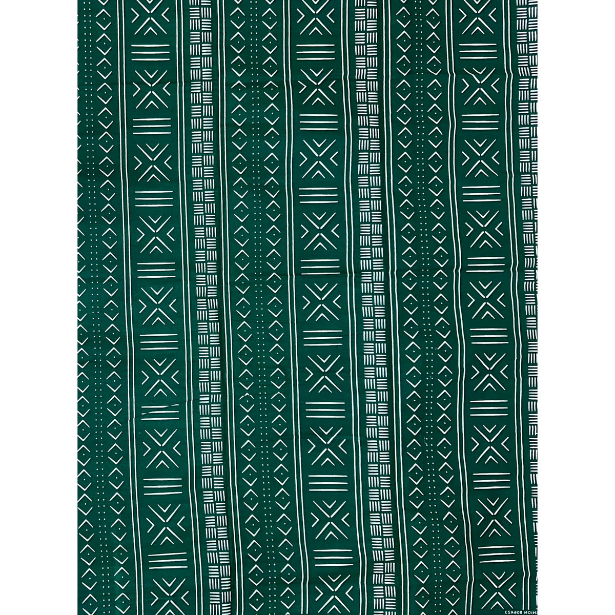 African Print Fabric/ Ankara - Green, White 'Kinfolk Code' Design, YARD or WHOLESALE