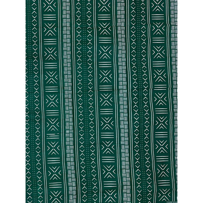 African Print Fabric/ Ankara - Green, White 'Kinfolk Code' Design, YARD or WHOLESALE