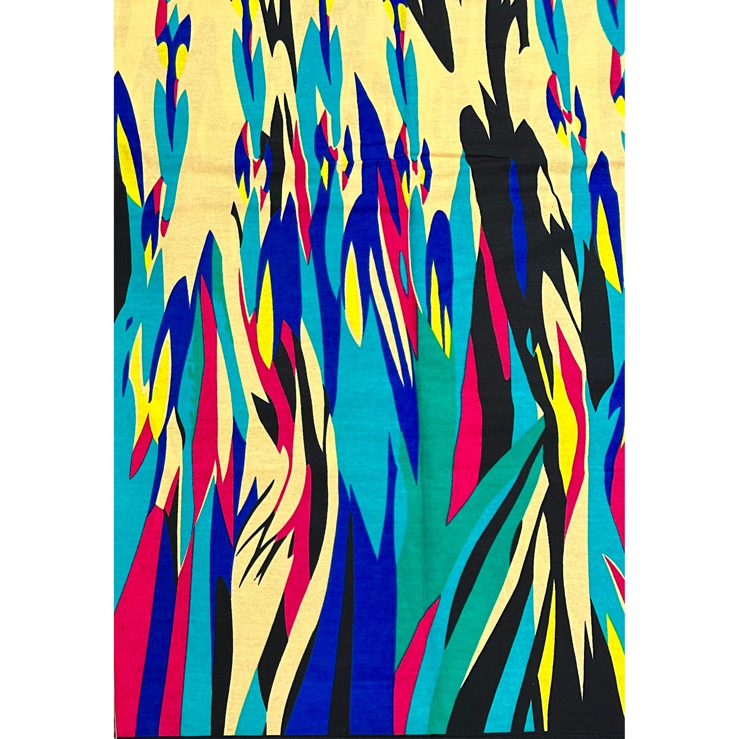 African Print Fabric/ Ankara - Beige, Blue, Green, Magenta, Black 'Hot Pass Pepper' Design, YARD or WHOLESALE