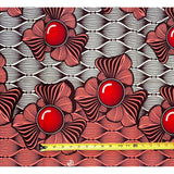African Print Fabric/Ankara - Pink, Red, Brown, White "Khalida" Design