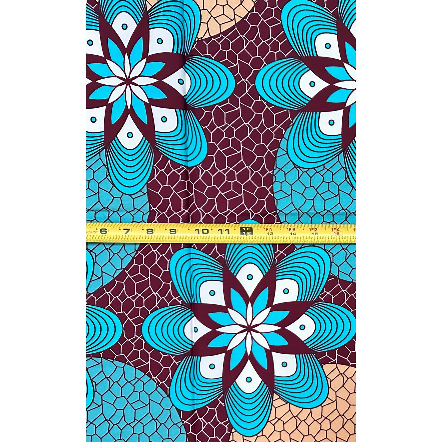 African Print Fabric/ Ankara - Blue, Brown "House Favorite", 1 Yard