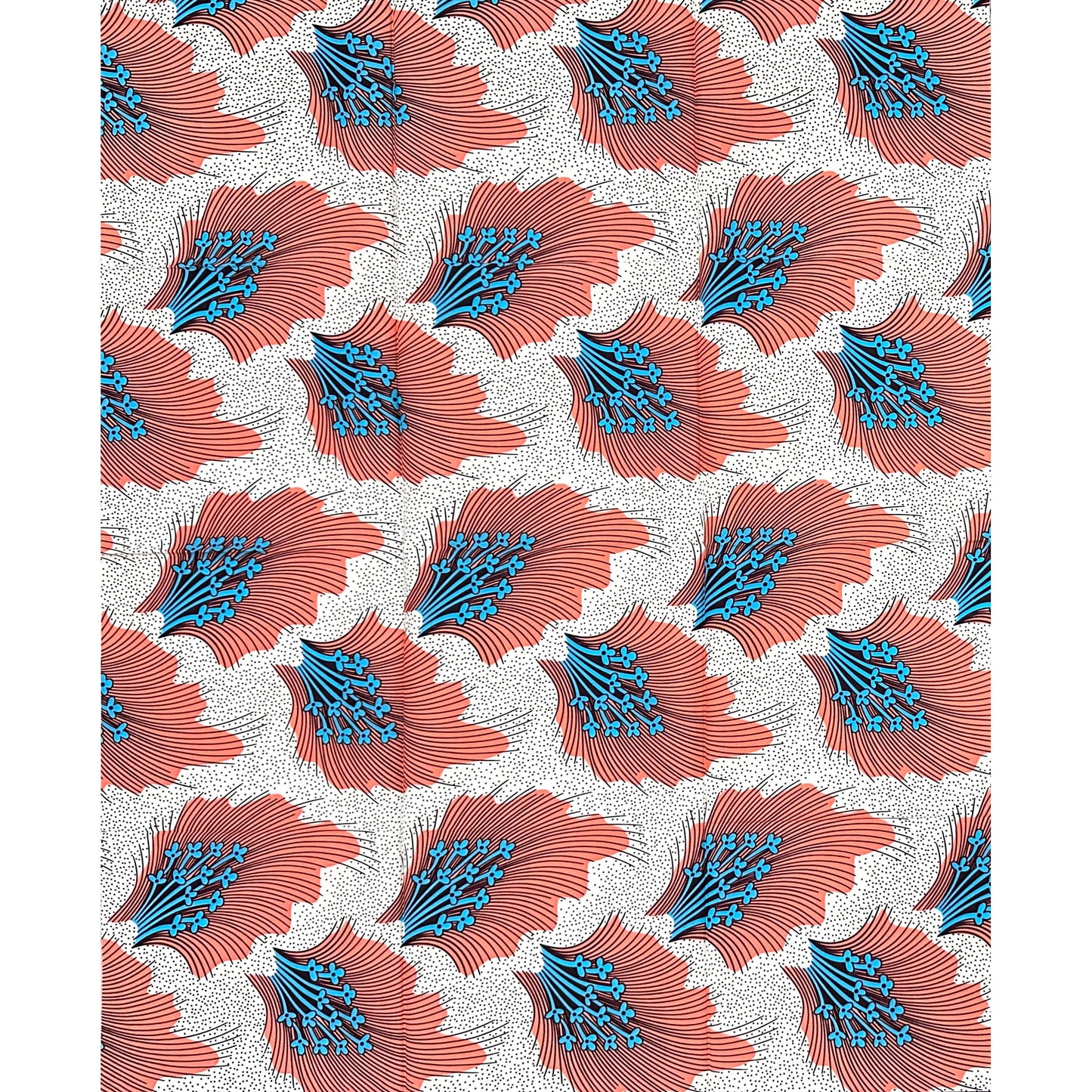 African Print Fabric/ Ankara - Pink, Blue, Brown, Off-White "Favorite Things", 1 Yard