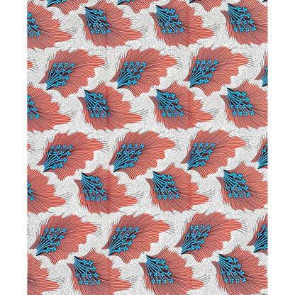 African Print Fabric/ Ankara - Pink, Blue, Brown, Off-White "Favorite Things", 1 Yard