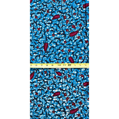 African Print Fabric/ Ankara - Blue, Plum, Brown, Pink ‘Enduring Lines' Design, 1 YARD