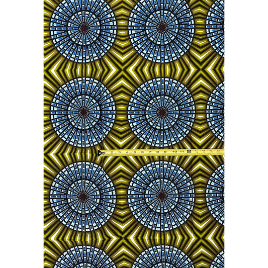 African Print Fabric/Ankara - Green, Blue "Orun Halo" Design