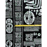 African Print Fabric/ Ankara - Black, White 'Ndalo Noir' Design, YARD or WHOLESALE