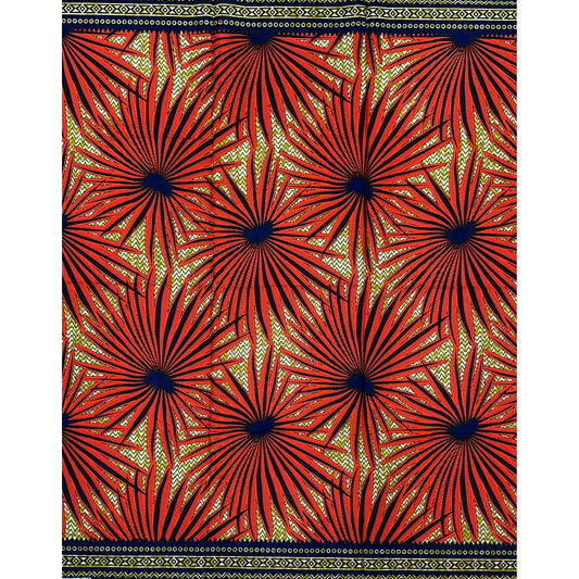 African Print Fabric/Ankara - Orange, Brown, Black "Solar Flare" Design, Per Yard