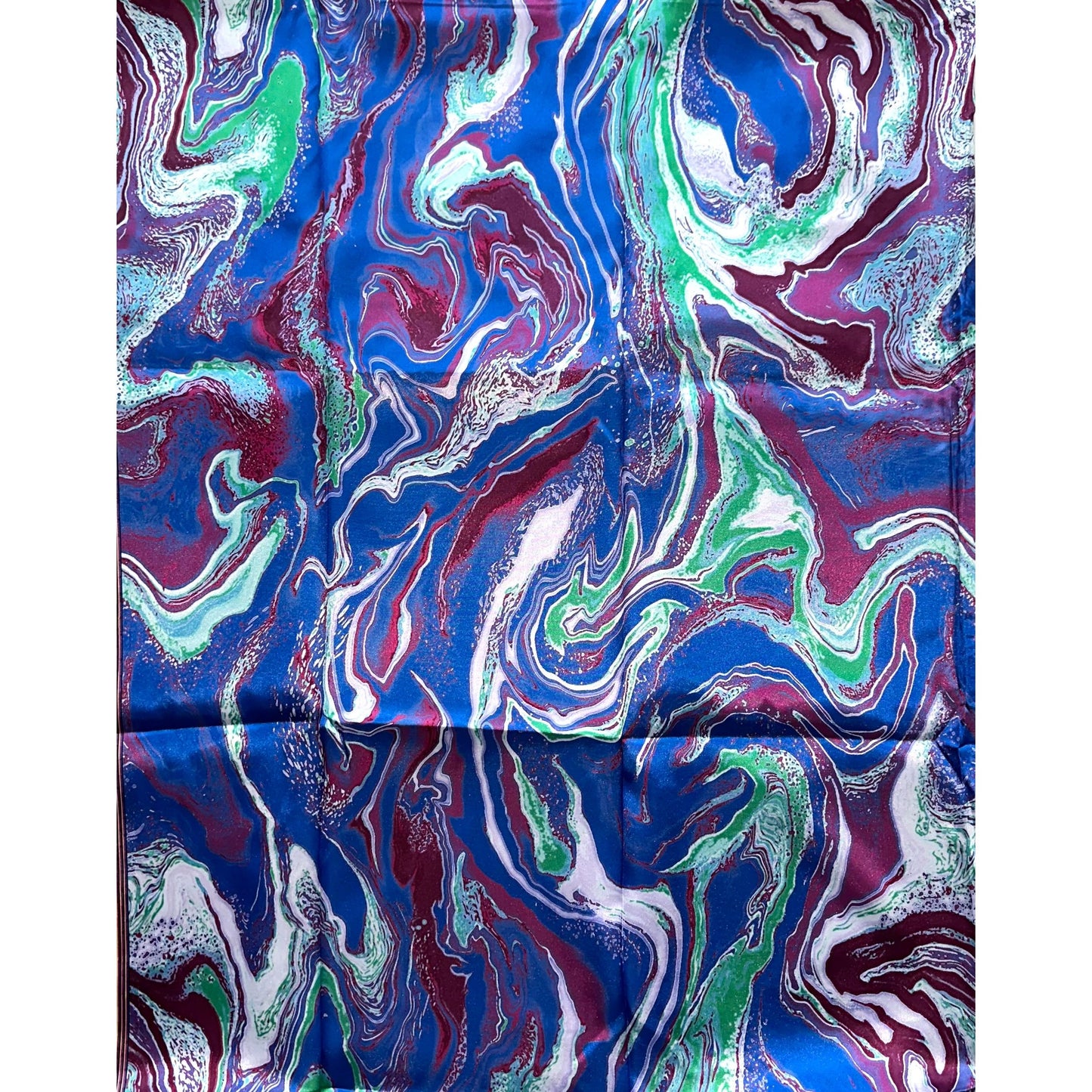 African Print, Satin Fabric - Blue, Purple, Green "Wasi Whirl", Yard or Wholesale