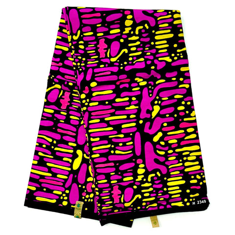 African Print Fabric/ Ankara - Purple, Pink, Yellow 'Maji Nile' Design, YARD or WHOLESALE