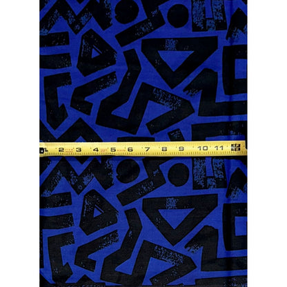 African Print Fabric/ Ankara - Blue, Black 'Ase Lines’, YARD or WHOLESALE