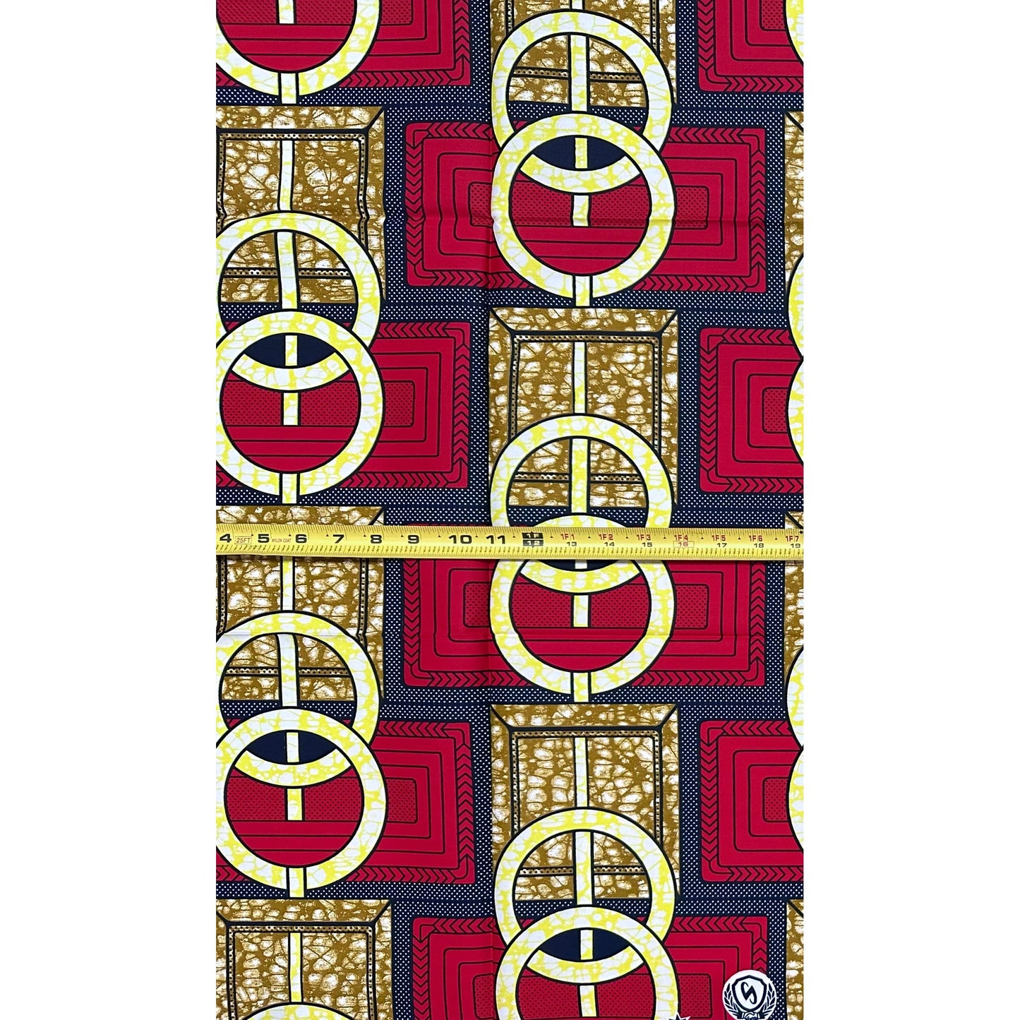 African Print Fabric/Ankara - Red, Blue, Yellow, Brown "It’s Above Me" Design, Yard