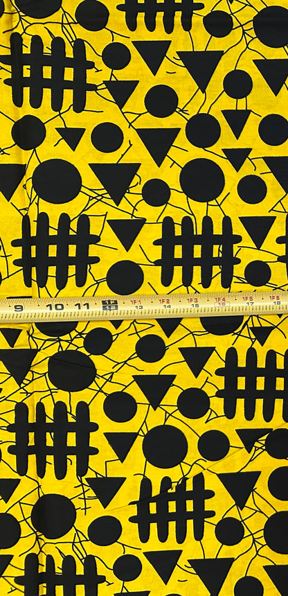African Print Fabric/ Ankara - Yellow, Black "Kigali Traffic", Yard or Wholesale