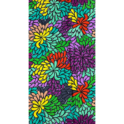 African Print Fabric/ Ankara - Turquoise, Orange, Purple, Green, Yellow, Gray 'Omolara Bloom' Design, YARD or WHOLESALE