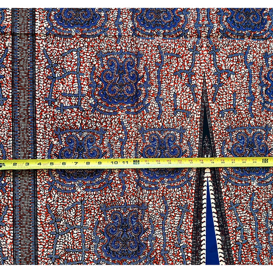 African Print Fabric/ Ankara - Brown, Blue 'Afia Umari,' YARD