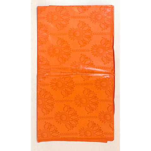 African Bazin (Brocade) Fabric - Orange, "Amureya" Per Yard