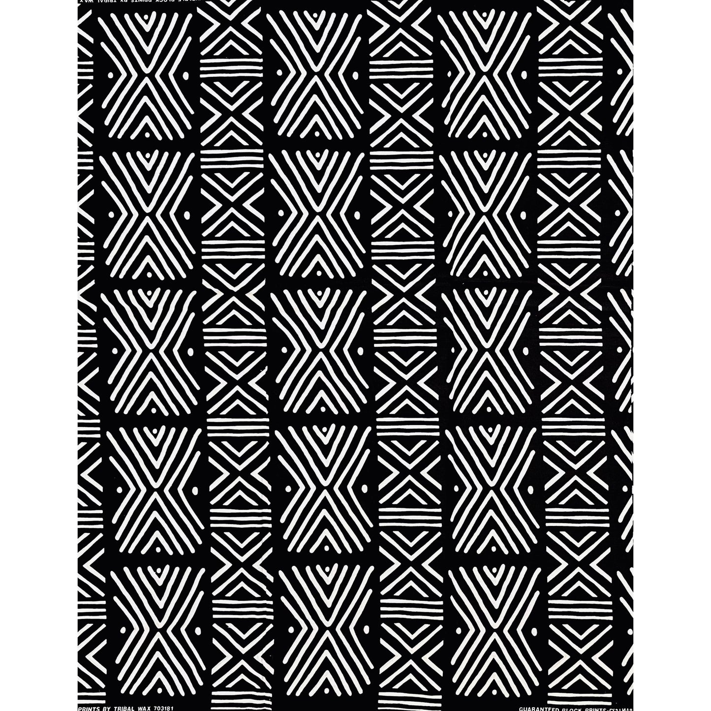 African Print Fabric/ Ankara - Black, White 'Direction Is Not Noise' Design, YARD or WHOLESALE